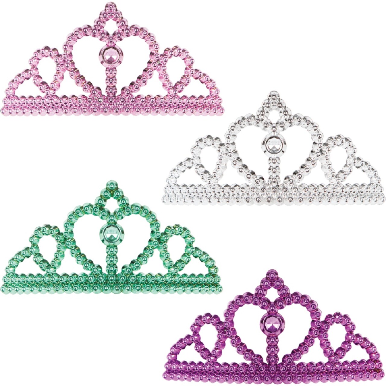 Party Central Club Pack of 24 Silver Blue Plastic Party Tiara Hair Comb Headband Party Favors 10.5"